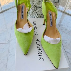 MANOLO BLAHNIK gorgeous lime green sling back